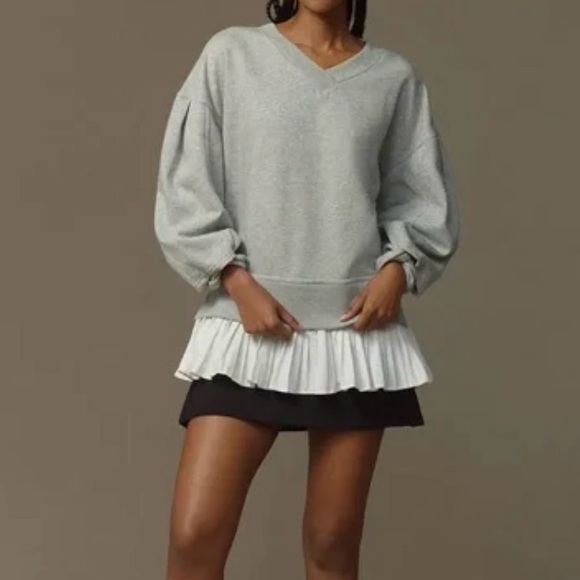 Maeve Tops - Maeve by Anthropologie V-Neck Twofer Sweatshirt Top – Medium (Oversized) SKU358